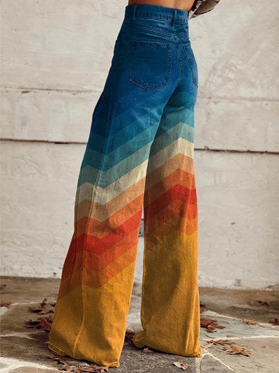 BellaStyle™ Trendige, weite Regenbogenhose für jeden Anlass!