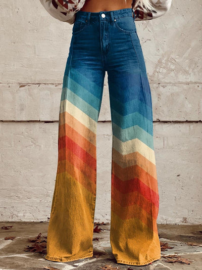 BellaStyle™ Trendige, weite Regenbogenhose für jeden Anlass!