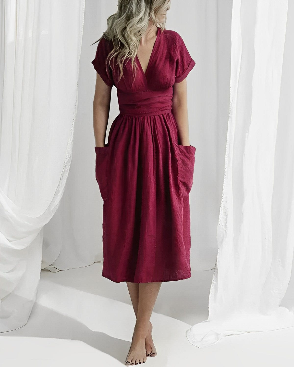 50% RABATT | LinoBelle™ | Elegantes Leinenkleid