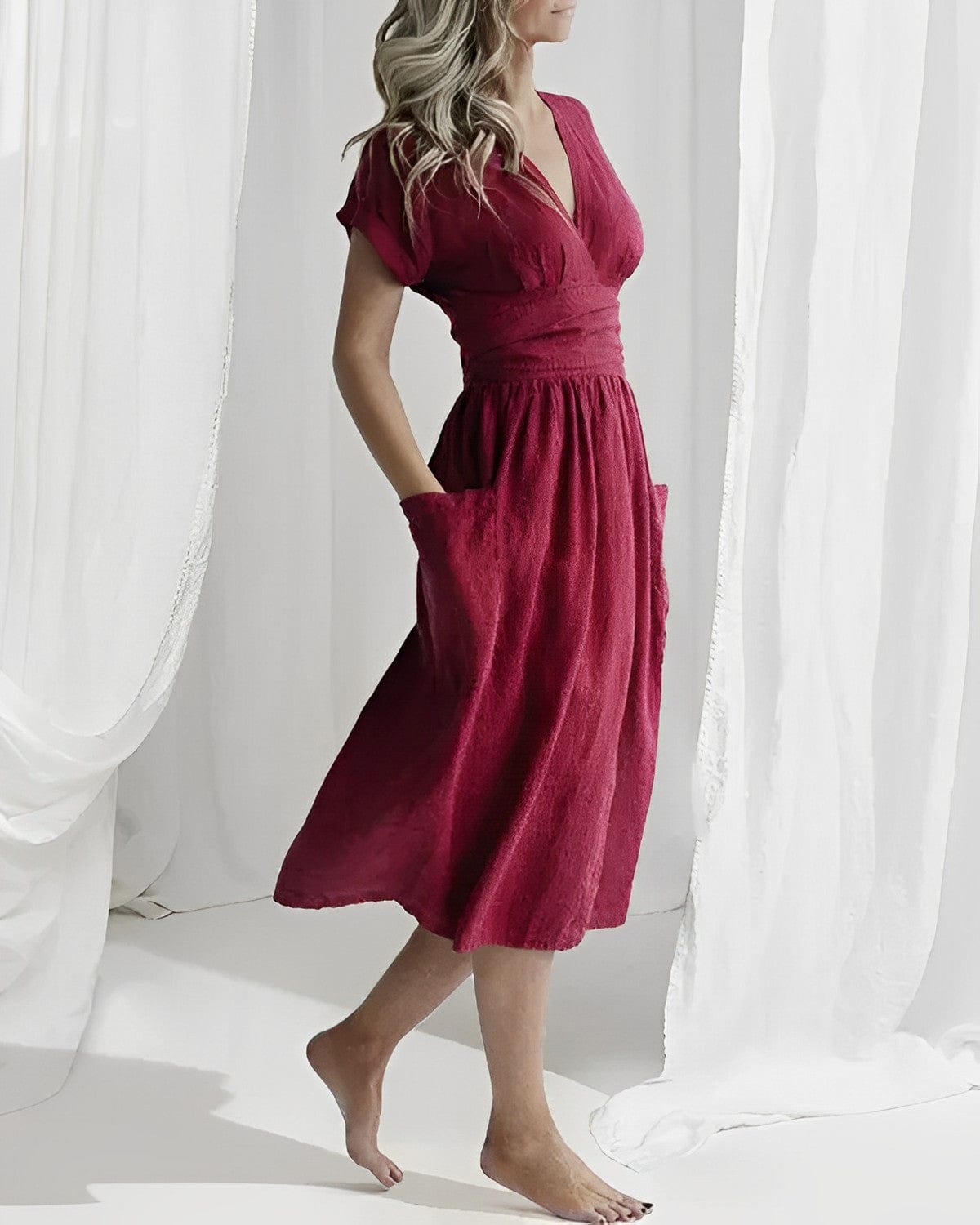 50% RABATT | LinoBelle™ | Elegantes Leinenkleid