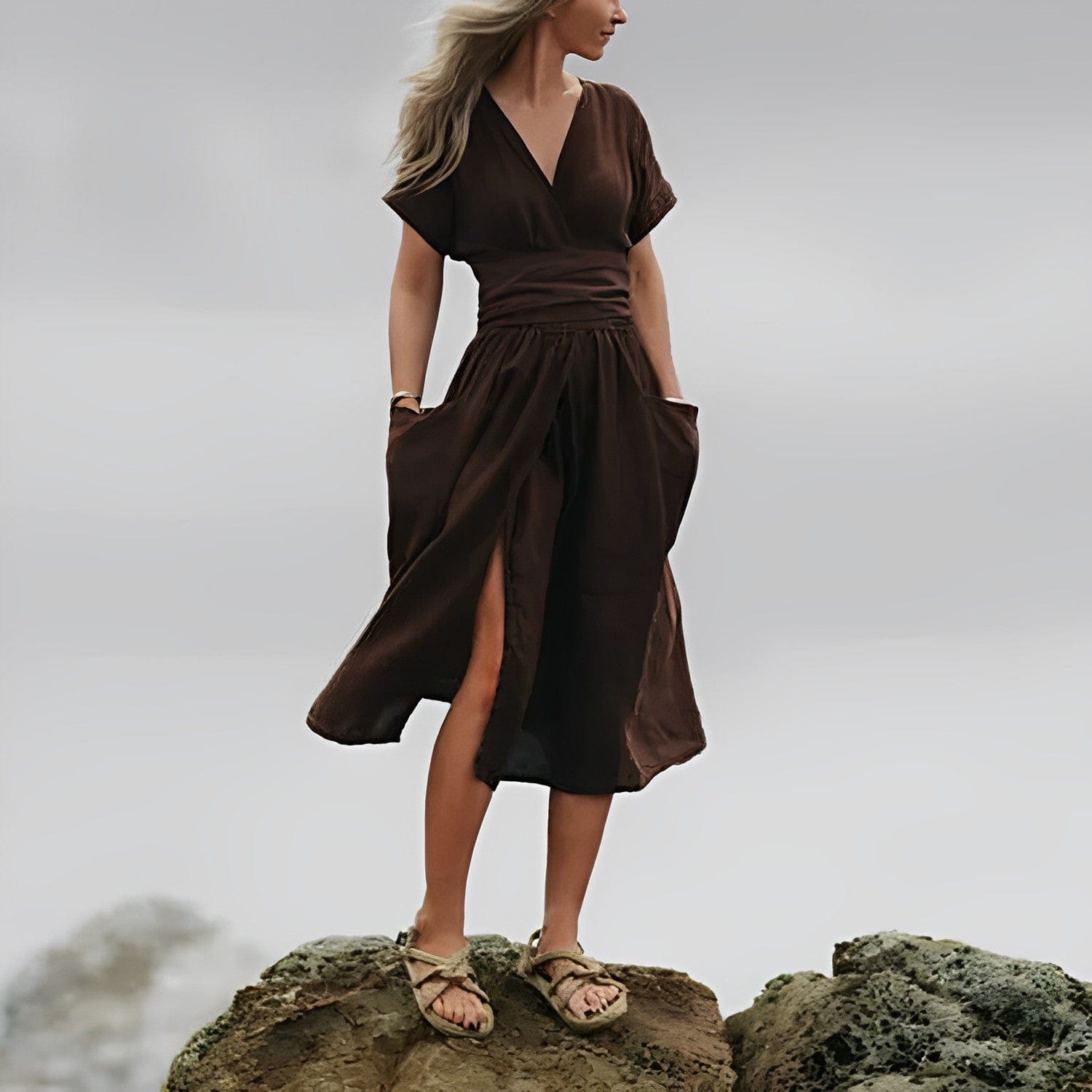 50% RABATT | LinoBelle™ | Elegantes Leinenkleid