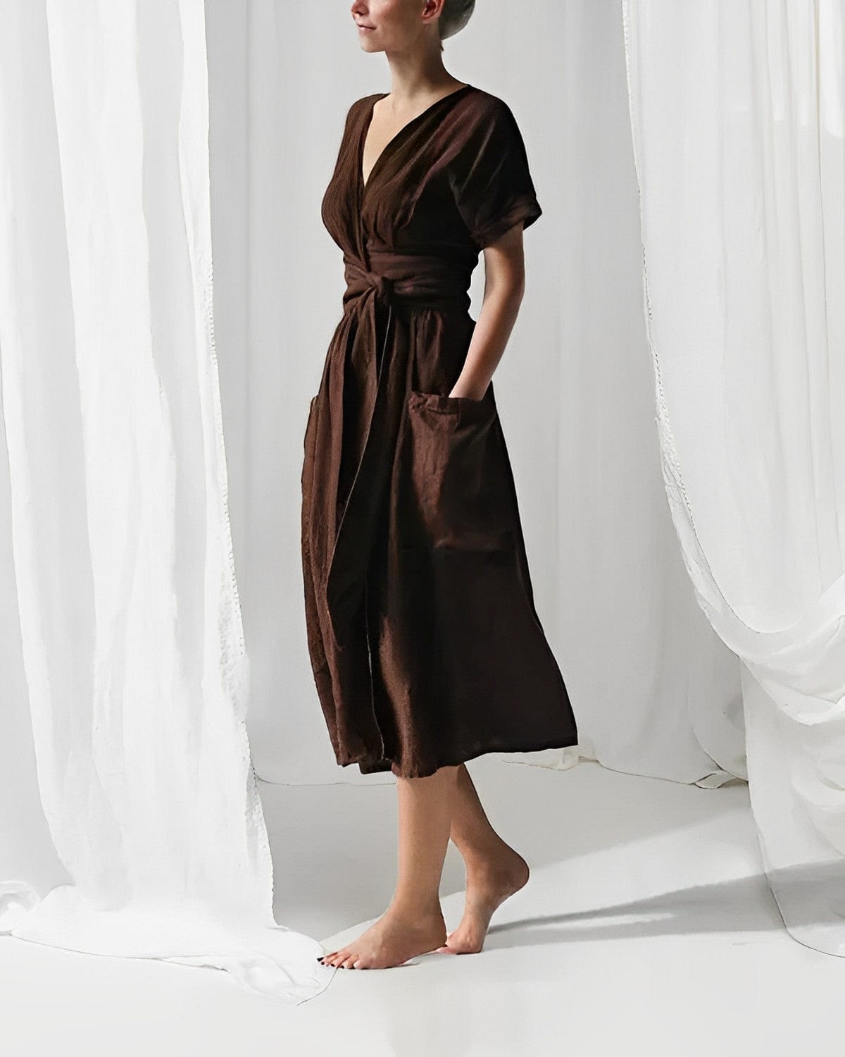 50% RABATT | LinoBelle™ | Elegantes Leinenkleid