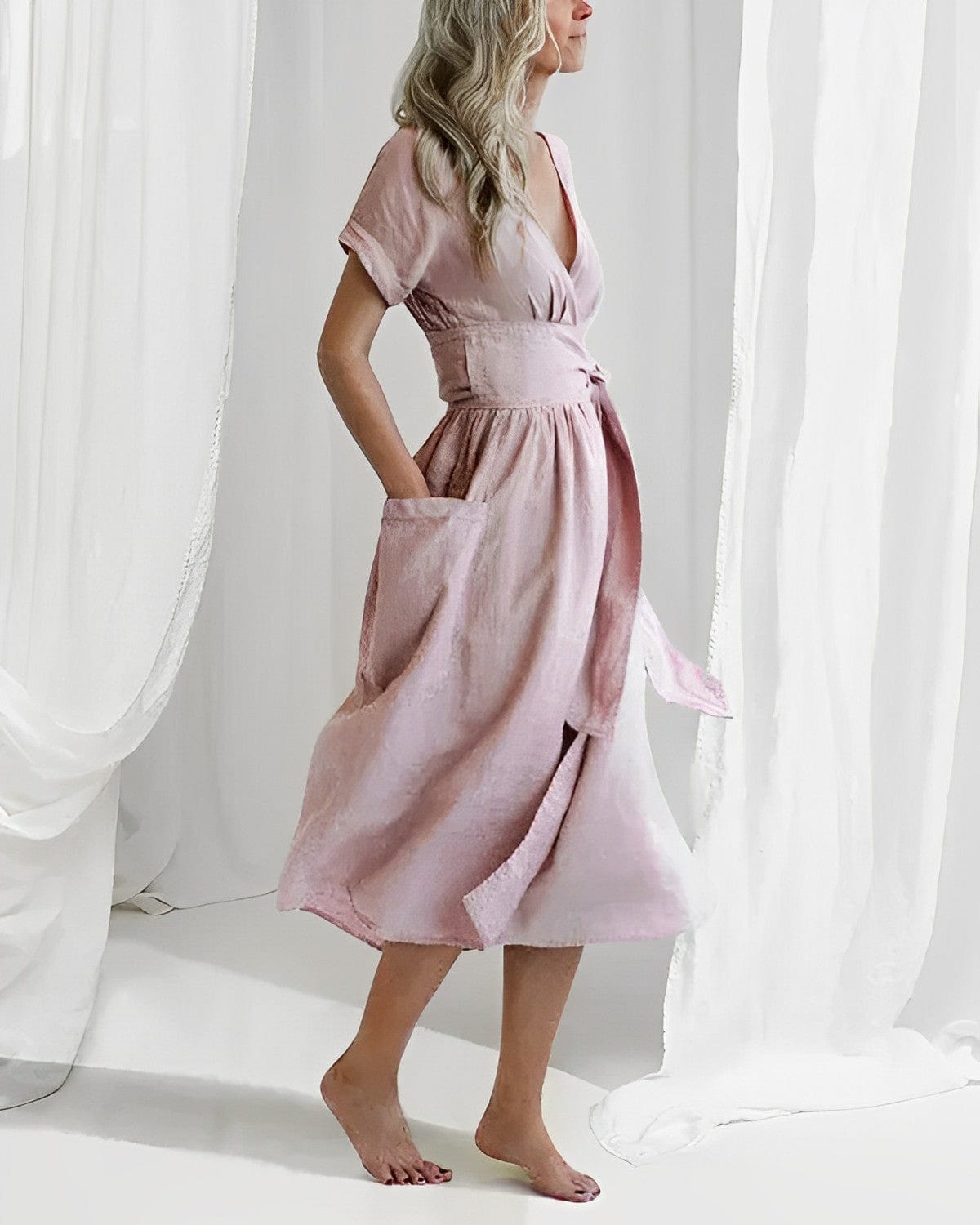 50% RABATT | LinoBelle™ | Elegantes Leinenkleid