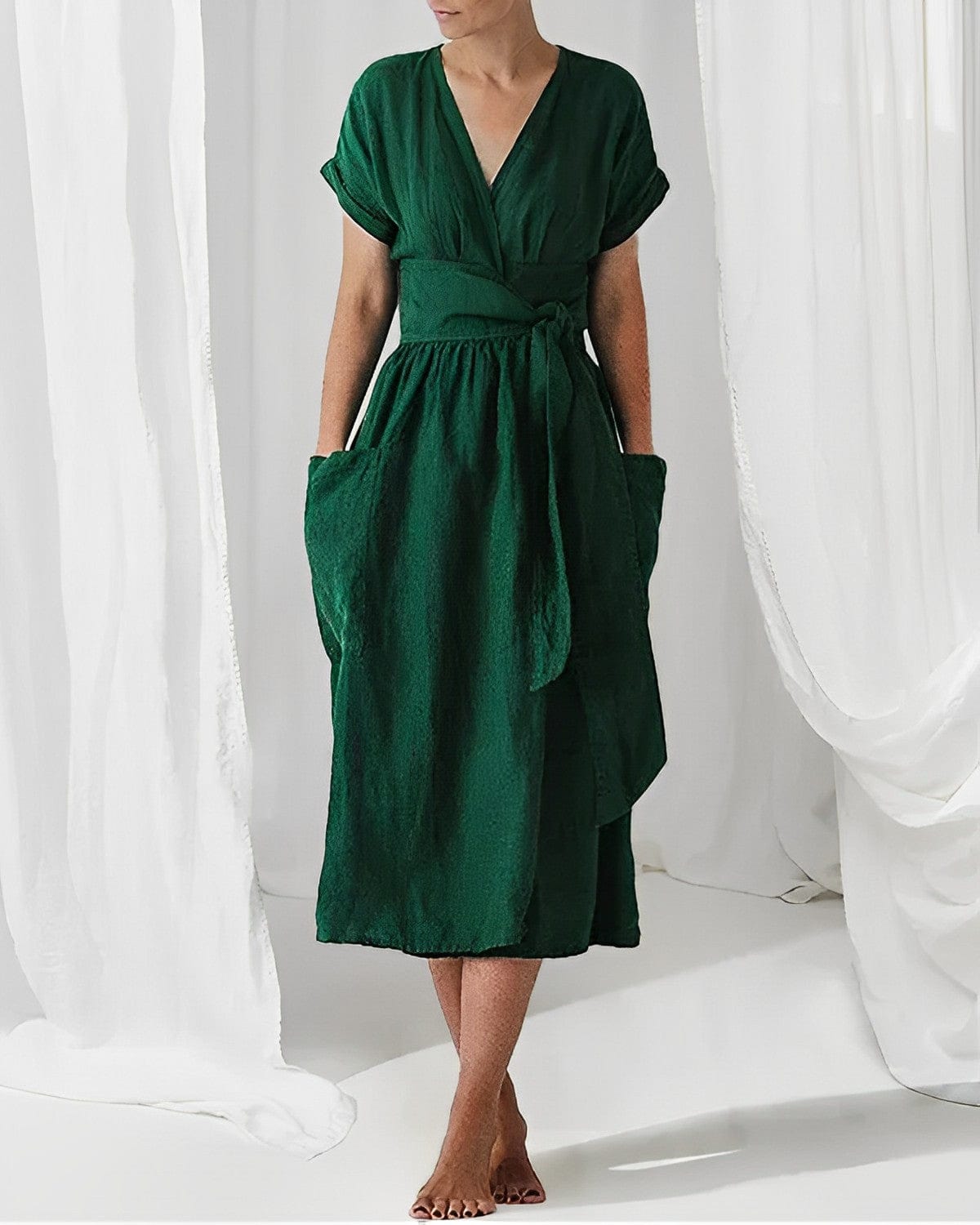 50% RABATT | LinoBelle™ | Elegantes Leinenkleid