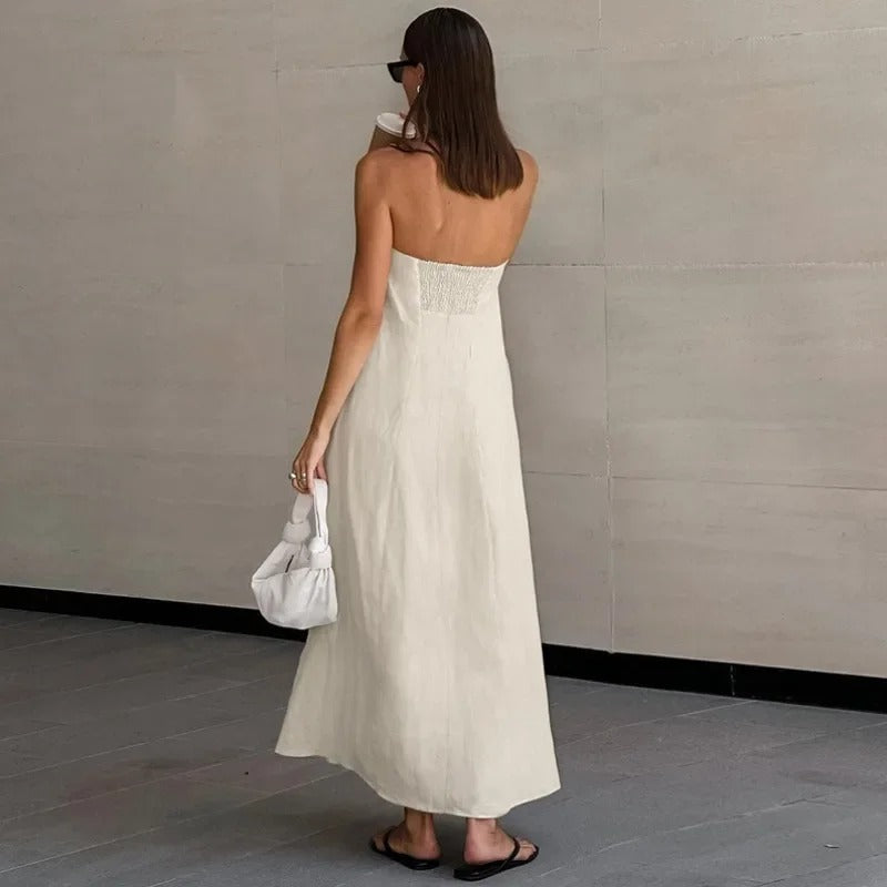 50% RABATT | Linvara™ | Trägerloses Maxikleid aus Leinen
