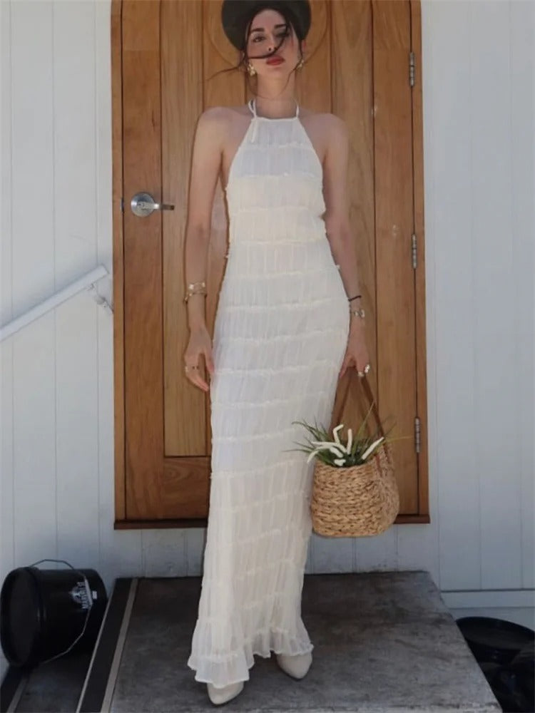 Backelle™ | Elegantes Träger-Maxikleid mit offenem Rücken