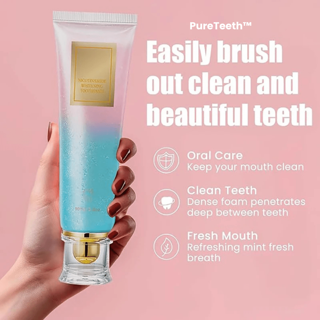 1+1 GRATIS | PureTeeth™ | Niacinamid Aufhellende Zahnpasta