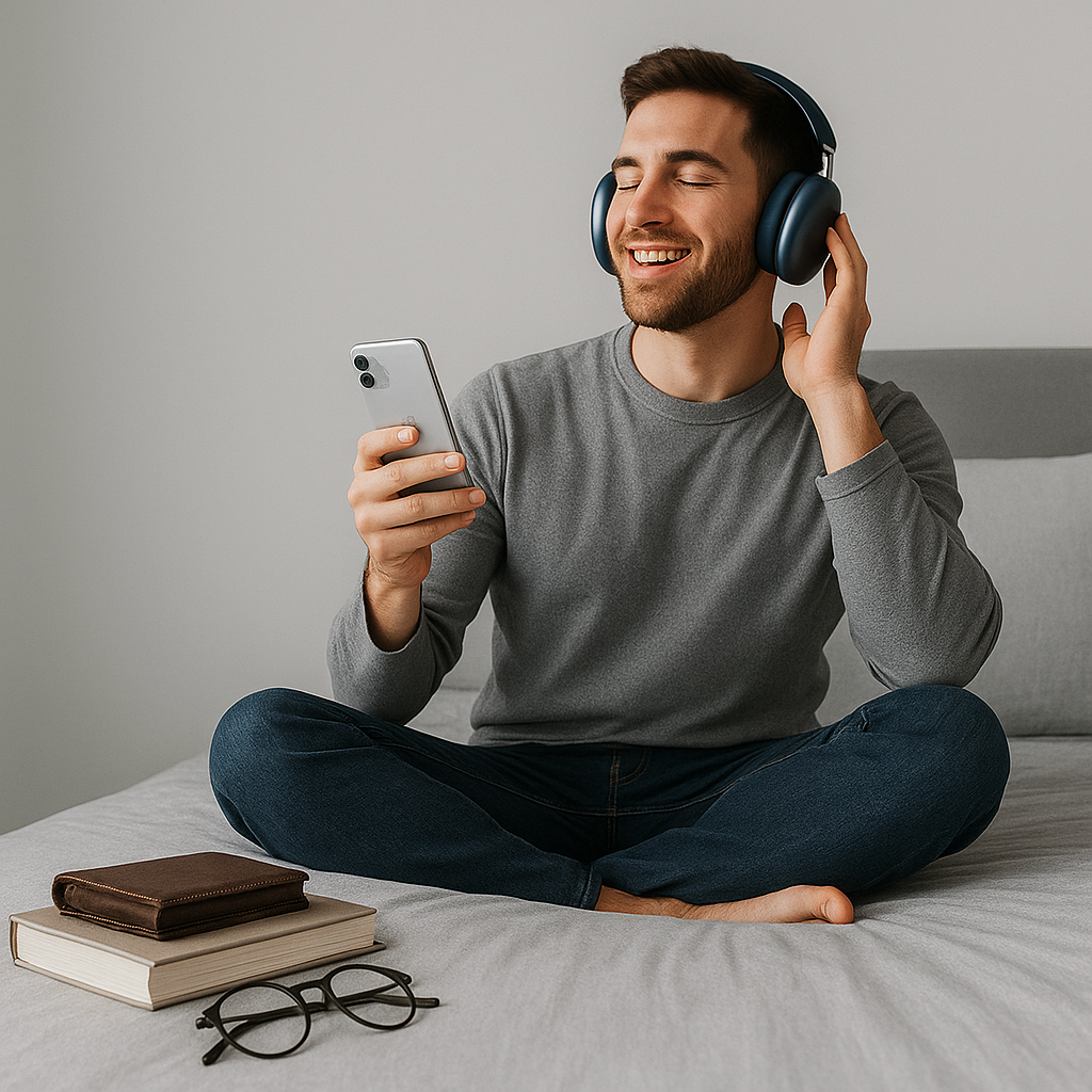 Stylische Over-Ear Bluetooth-Kopfhörer in mattem Dunkelblau mit gepolsterten Ohrmuscheln und verstellbarem Kopfbügel für komfortablen Sitz und immersiven Sound